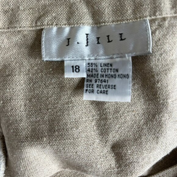J Jill Linen Blend Full Wrap Skirt Size 18 Beige Short Unlined Pocket Button - Picture 4 of 4